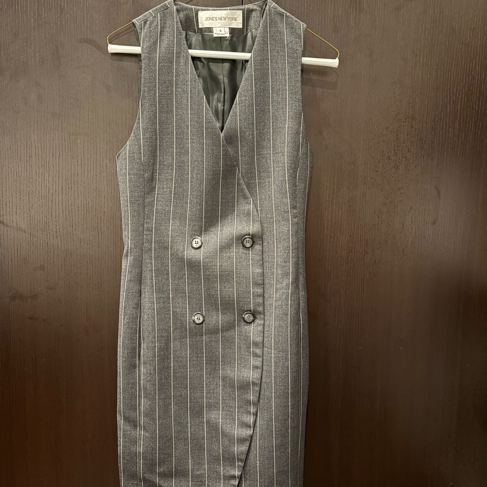 Jones NY Pinstripe Sleevless Blazer Dress